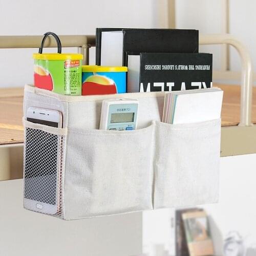 Bedside Hanging Storage Bag with Detachable Frame Dormitory Over The Door Canvas Organizer Pockets with Side Pouch JW
