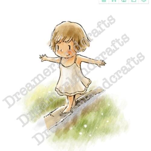 10x6 Girl walking barefoot Transparent Clear Stamps Silicone Seals for DIY scrapbooking photo album Card Making