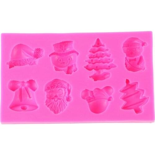 Christmas Tree Claus Hat Bell Silicone Mold Chocolate Fondant Moulds DIY Cake Decorating Tools E606