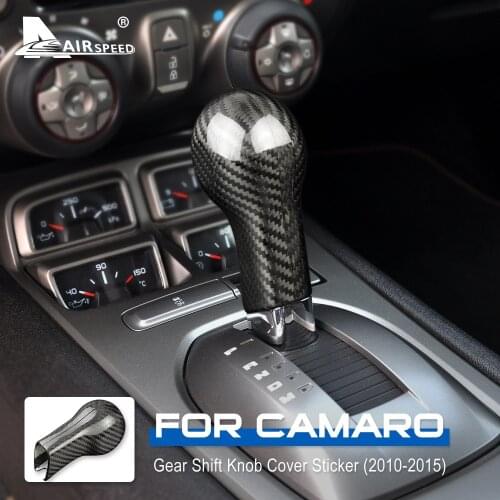 AIRSPEED for Chevrolet Camaro 2010 2011 2012 2013 2014 2015 Carbon Fiber Car Gear Shift Knob Cover Interior Trim Accessories