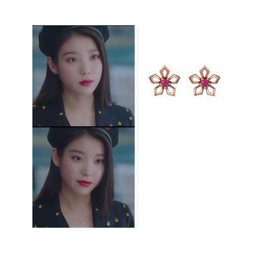 Flower ear stud DEL LUNA Hotel IU Korean dramas TV ресницы piercing For Women Earrings pendientes brincos ornament