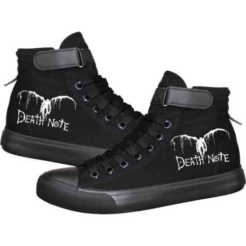 Unisex Anime Death Note Yagami Light L Casual noctilucent Ankle Canvas Shoes Hook Loop Flat plimsolls duck shoes Sneakers