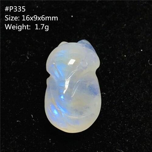 Top Natural Blue Light Moonstone Pendant For Women Man Fox Carved Crystal 16x9x6mm Beads Healing Luck Gift Stone Jewelry AAAAA