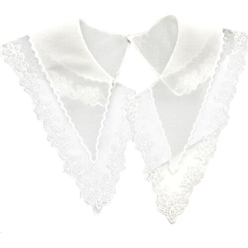 Embroidery Round Neck Lace Neckline DIY Collar Floral Chiffon Applique Patches Sewing Supplies for Sweater Accessories