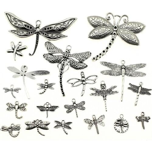 WYSIWYG 40g Antique Silver Color Zinc Alloy Random Mix Styles Dragonfly Charms DIY Handmade Craft For Jewelry Making