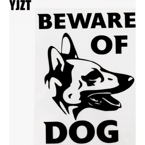 YJZT 11CMX14.5CM Beware Of Dog Vinyl Animal Car Sticker Black/Silver Decal Decor 8C-0169