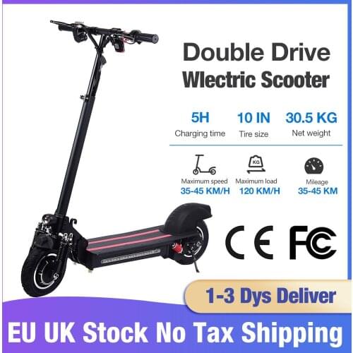 10 Inch Double-wheel Drive Electric Scooter Adult Folding Speed Electric Scooter 45-60KM/H EU UK Stock No Tax Shipping