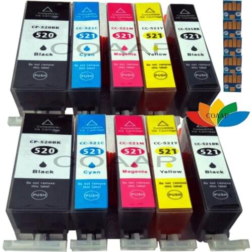 10 NEW PGI 520 CLI-521 CHIPPED INK CARTRIDGES FOR PIXMA MP510 MP520 MX700 MP638 MP630 MP640 PRINTER