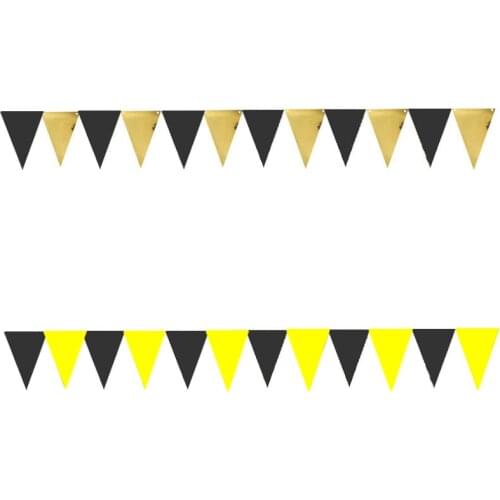 12Flags Black Gold Yellow non-woven Birthday Bunting Banners Pennant Baby Shower Wedding Garland Flags Party Decoration Supplies