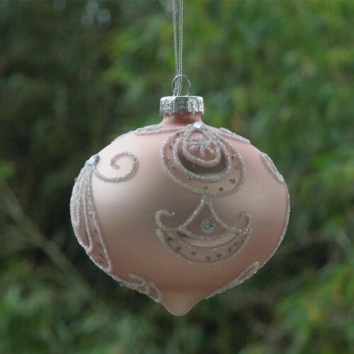 12pcs/pack Diameter=8cm Pink Series Onion Shaped Hanging Glass Pendant Christmas Tree Decoration Festival Wedding Friend Gift