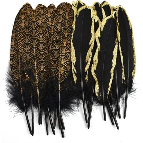 20Pcs Gold Golden Black Duck Goose Feathers for Crafts DIY Needlework Small Geese Feather Decor Accessories Decoration Plumes