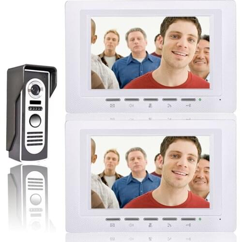 7 Inch Video Door Phone Doorbell Intercom Kit 1-camera 2-monitor Night Vision