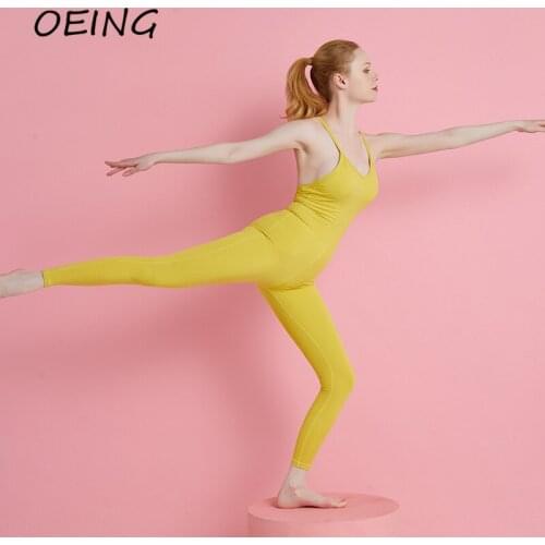 Fitness Backless Seamless Air Yoga Jumpsuit Sets Sexy Tights High Waist Ballet Dancer Clothes