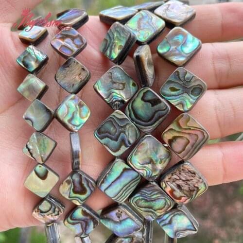 Natural Multicolor Abalone Shell Beads rhombus 8/10/12mm Loose Stone Beads For DIY Necklace Bracelet Jewelry Making Strand 15"
