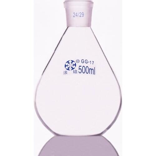 Evaporation bottle 500ml,Flask eggplant shape,short neck standard grinding mouth 24/29,Eggplant-shaped flat bottom flask