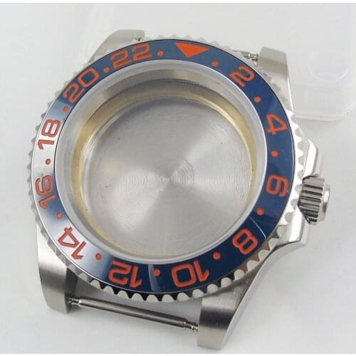40mm Watch Case Stainless Steel with Ceramic Bezel without Magnifier Fit ETA2836 MIYOTA Movement