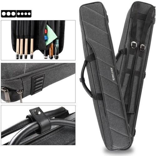 KONLLEN Billiard 7 Holes Cue Case 3 Butts 4 Shafts 86x16x8cm Gray Oxford Canvas Bag Carry Sturdy Wear-resistant Case