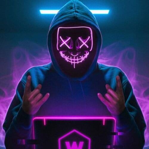 Cosmask Halloween Mixed Color Led Mask Party Masque Masquerade Masks Neon Maske Light Glow In The Dark Horror Mask Glowing Mask