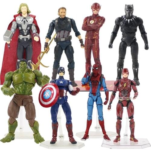 15-19cm Avengers Infinity War Spiderman 199 Captain America 226 271 Thor 216 Black Panther PVC Figure Toy