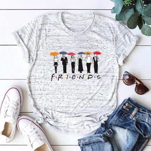 Casual Oversized TShirts Female Graphic Tees Top New Women Summer T Shirt Friends Print Short Sleeve O-Neck