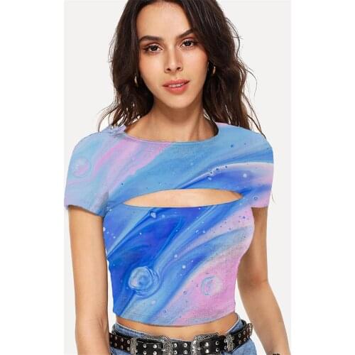 Somepet Tie Dye T shirt Women Gradient T-shirts 3d Dizziness Tshirt Printed Harajuku Tshirts Casual Womens Clothing Summer Short