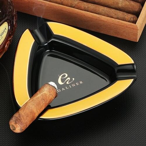 GALINER Cigar Gadgets Ceramic Home Cigar Ashtrays Portable 3 Tubes Smoking Ash Tray Tabacco Tool Cigarette Ashtrays W/ Gift Box