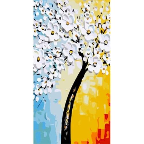 GATYZTORY Oil Painting By Numbers For Adults Color Tree Scenery Picture By Number 60x75cm Framed On Canvas Home Decor Diy Gift