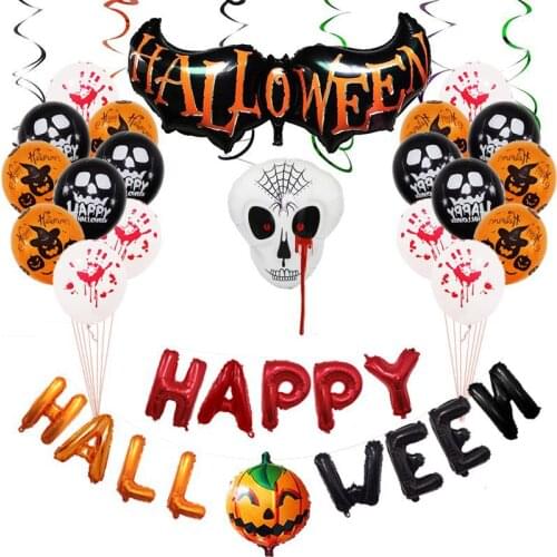 Halloween Decoration for Home Party Halloween Foil Balloons Bat Pumpkins Decor Accessories Halloween Skeleton Favors