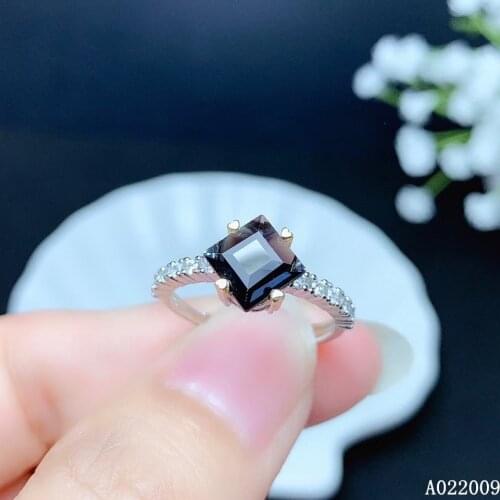 KJJEAXCMY fine jewelry 925 sterling silver inlaid natural black Tourmaline new ring luxury girls ring support test