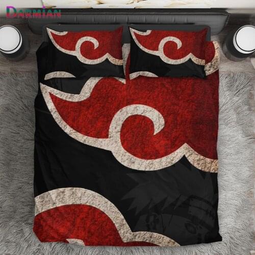 DARMIAN 3Pcs/Set Comfortable Bedding set Bedding Quilt Cover Anime Akatsuki Printed Duvet Cover and Pillow Cover Home Decoration