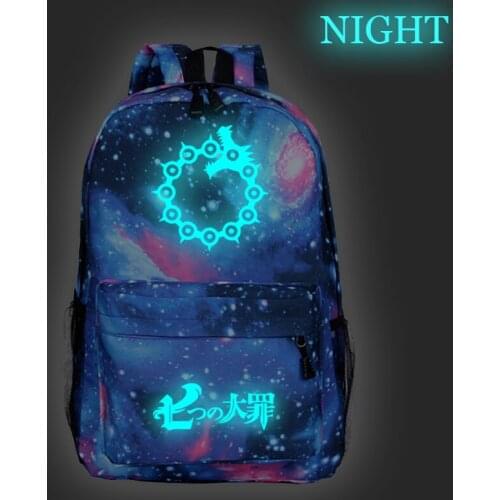 Beautiful The Seven Deadly Sins Luminous Backpack Students Rucksack Fashion New Pattern Boys Girls Back to College Mochila
