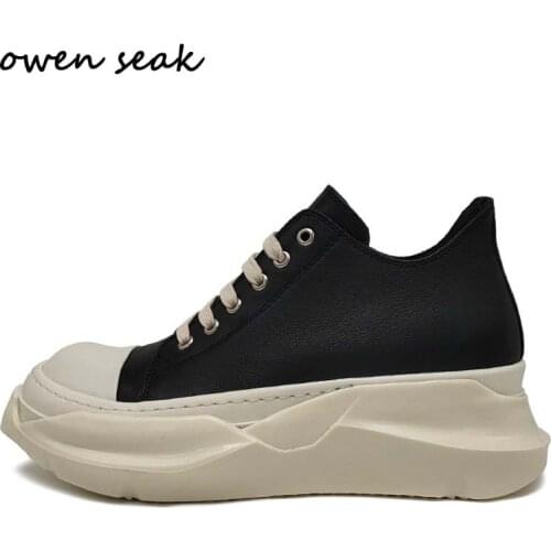 21ss Owen Seak Men Canvas Shoes Luxury Trainers Boots Lace Up Casual Women Height Increasing Flats Black Sneakers