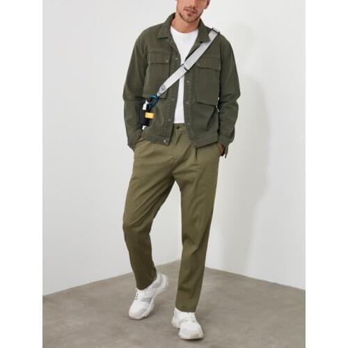 Mens Trucker Thin Fabric Slim Fit 100% cotton Jacket with Big Pocket Watch Two Color Khaki - Camel new safe mens wear outwear