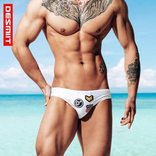 DESMIT Men Swimwear Swimming Suit Trunks Sexy Gay Swim Briefs Surffing Boxer Board Shorts Bathing Suit Beachwear Maillot De Bain