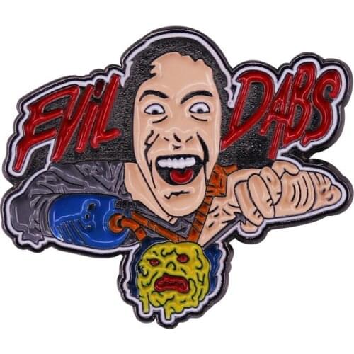 Blood gore pain and straight evil are on display with this Evil Dabs Pin Badge Perfect addition to smoke enthusiasts collection