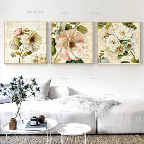 New Classical Flower Nordic Canvas Painting Home Decor Picture Wall Art Poster Vintage Print Living Room Bedroom Retro Painting