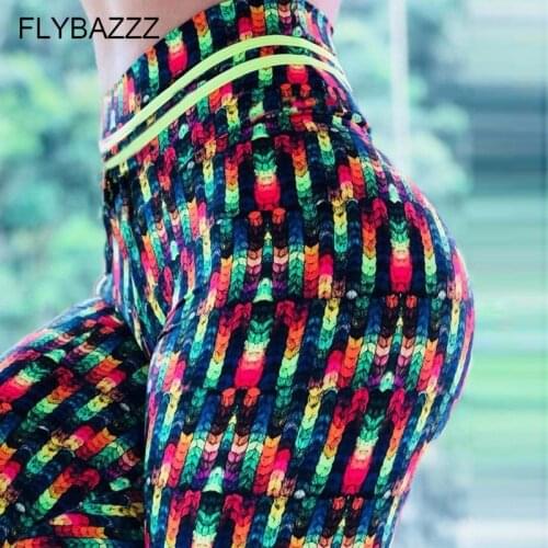 New Rainbow Print Fitness Yoga Pants Women Sports Leggings Workout Hot Running Leggings Sexy Push Up Gym Wear Elastic Slim Pants