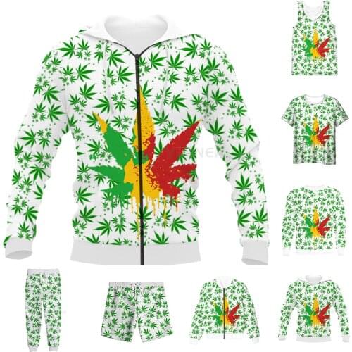 New Funny 3D Full Print Weeds Leaves T-shirt/Sweatshirt/Zip Hoodies/Thin Jacket/Pants Four Seasons Casual Suit V66