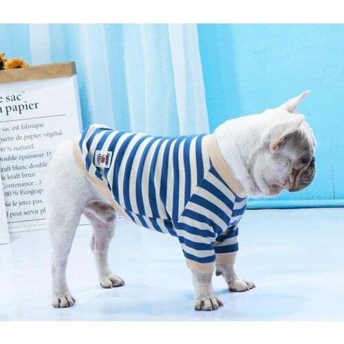 Striped Pet Clothes French Bulldog Fat Dog Clothing Pug Dogs Costume Cotton Sweatershirt Warm Dog Winter Clothes For Cat Dogs