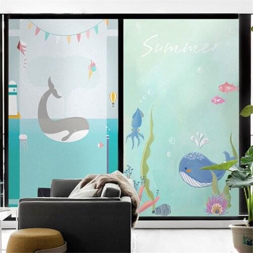 Window Film Privacy Dophin Glass Sticker UV Blocking Heat Control Window Coverings Window Tint for Childrens room