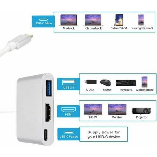 Wholesale 100PCS bundle Type C to 4K HDMI USB 3.0 Charging HUB Adapter USB-C 3.1 Converter For Macbook