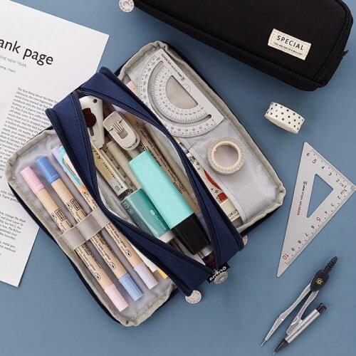 Creative Pencil Case Cute Pen Bag Canvas Multifunction Pencil Case For Students Colored Stationery Pouch School Supplies New