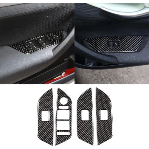 For BMW X1 E84 2011-2015 Real Carbon Fiber Interior Door Window Lift Switch Button Panel Decorative Cover Trim Car Accessories