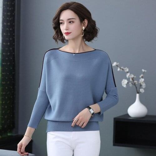 Long Sleeve Women Pullovers Sweater O-Neck Casual Bat wing Pull Jumper Female Knitting Casual Pullovers Tops Femme Korea Top