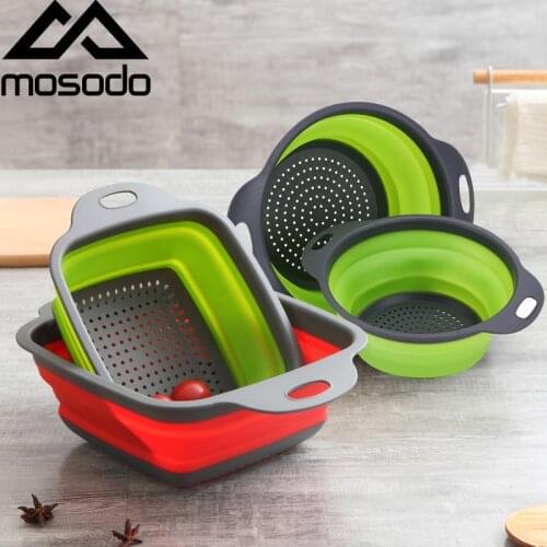 Mosodo Folding Drain Basket Multi-Function Washing Basket Retractable Fruit Basket Kitchen Storage Basket