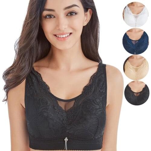 Sexy Solid Color Lace Large Cup Cover Without Steel Ring Receiving Milk Adjustment Type Gathered Bra