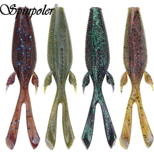 Spinpoler 6pcs Soft Silicone Creature Bait Crazy Punching Baits 1/4oz 4.25in Vibration Shrimp Bass Gear Fishing Tackle