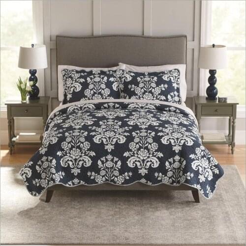 100% cotton Quilted pastoral style Bedspread Bed Cover Bed Sheet size full queen super king size blanket Pillowcases 3pcs