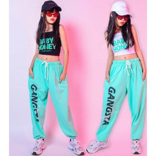 Girls Hip Hop Dance Costumes Vest Loose Pants Kids Street Dancing Outfit Children Modern Clothes Stage Performance Wear DN6110