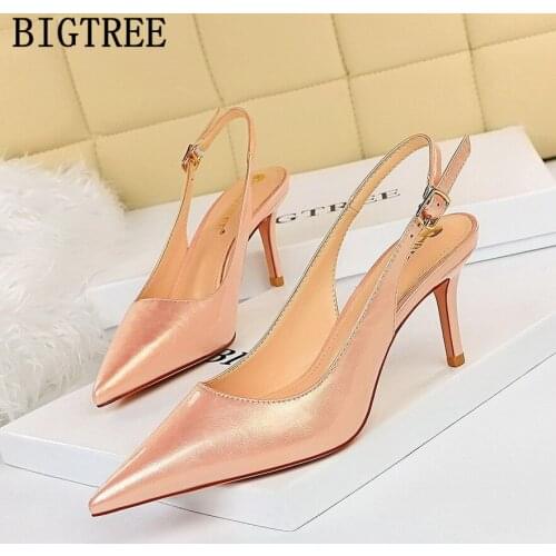Valentine Shoes Slingbacks Heels Wedding Shoes Bride Fetish High Heels Dress Shoes Women 2021 New Pumps For Women Mujer Bombas